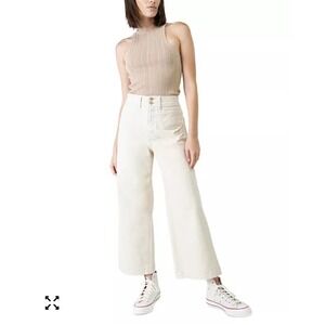Unpublished Gemma Cropped Wide Leg White Jeans Size 31 Resort Preppy